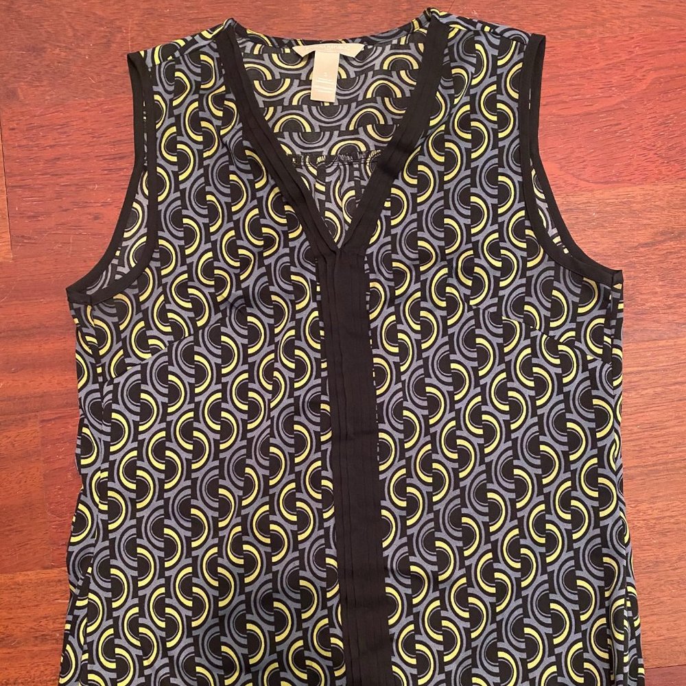 Banana Republic Black Patterned Sleeveless Blouse